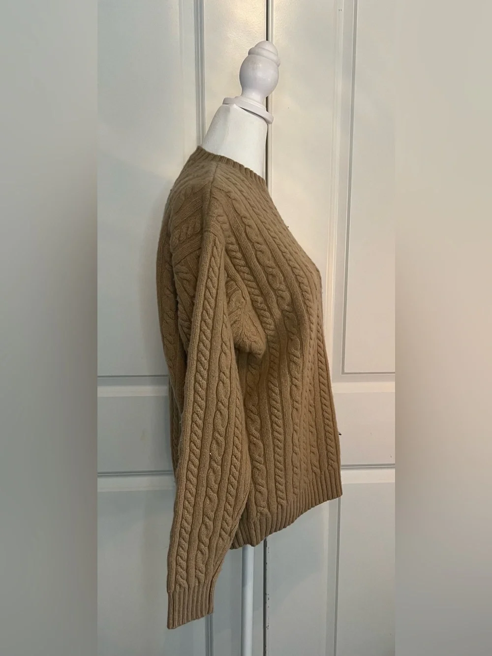 J Crew Men's Lambswool Cable Knit Crewneck Sweater - Brown Sz M